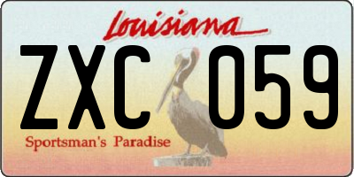 LA license plate ZXC059