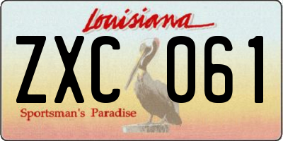 LA license plate ZXC061