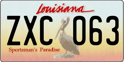 LA license plate ZXC063