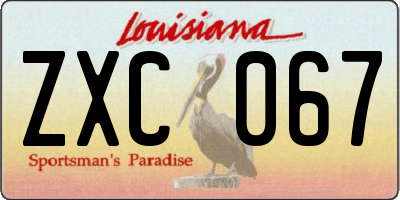 LA license plate ZXC067