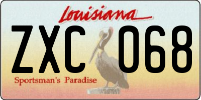 LA license plate ZXC068