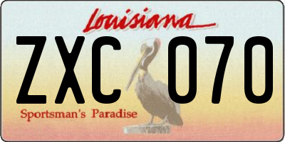 LA license plate ZXC070