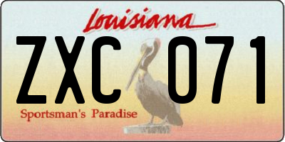 LA license plate ZXC071