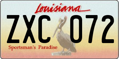 LA license plate ZXC072