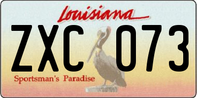 LA license plate ZXC073