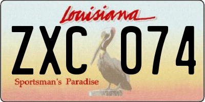 LA license plate ZXC074