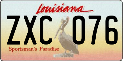 LA license plate ZXC076