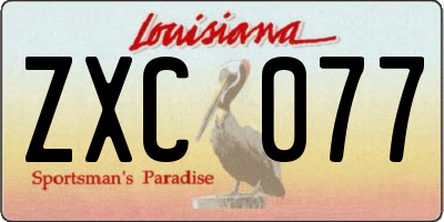 LA license plate ZXC077