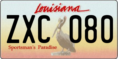 LA license plate ZXC080