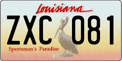 LA license plate ZXC081