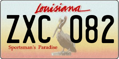 LA license plate ZXC082