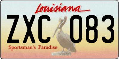 LA license plate ZXC083