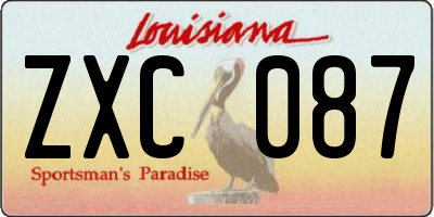 LA license plate ZXC087