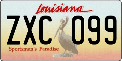 LA license plate ZXC099