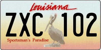 LA license plate ZXC102