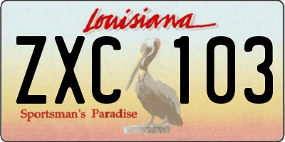 LA license plate ZXC103