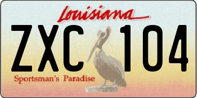 LA license plate ZXC104