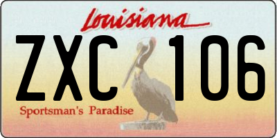 LA license plate ZXC106