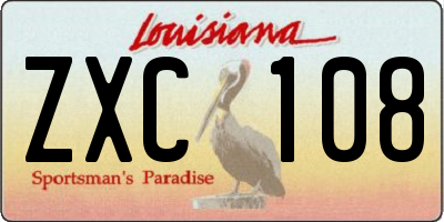 LA license plate ZXC108