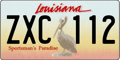 LA license plate ZXC112
