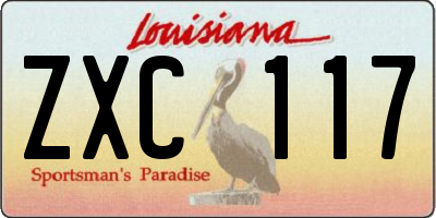 LA license plate ZXC117