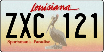 LA license plate ZXC121