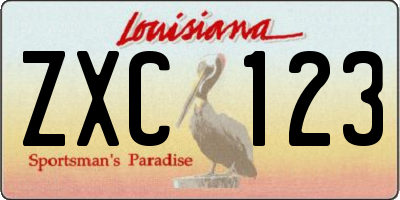 LA license plate ZXC123