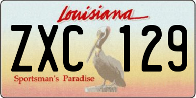 LA license plate ZXC129