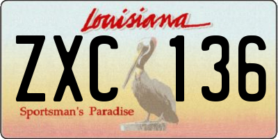 LA license plate ZXC136