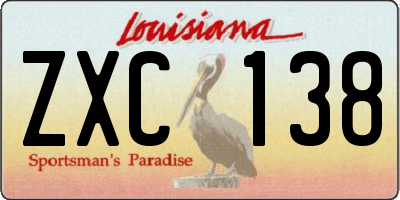 LA license plate ZXC138