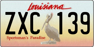 LA license plate ZXC139