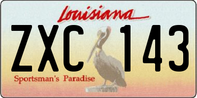 LA license plate ZXC143