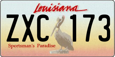 LA license plate ZXC173