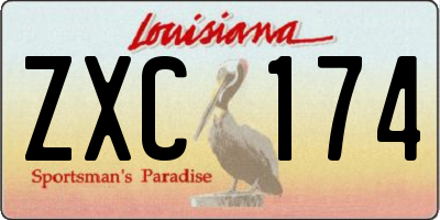 LA license plate ZXC174