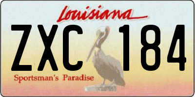 LA license plate ZXC184