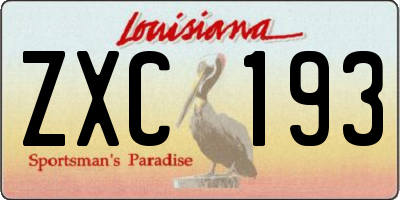 LA license plate ZXC193