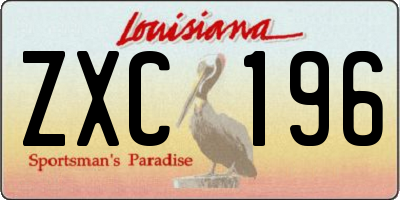 LA license plate ZXC196