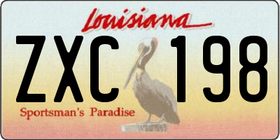 LA license plate ZXC198