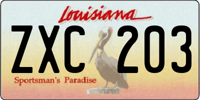 LA license plate ZXC203