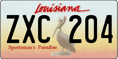 LA license plate ZXC204