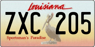 LA license plate ZXC205