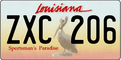 LA license plate ZXC206