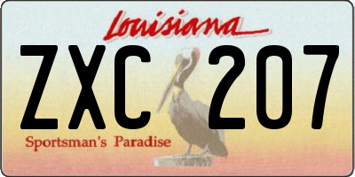 LA license plate ZXC207