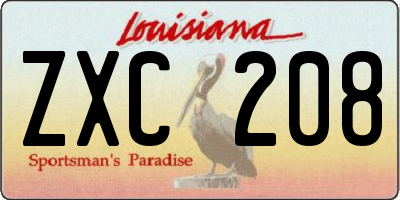 LA license plate ZXC208