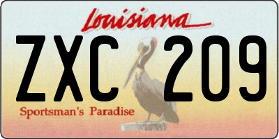 LA license plate ZXC209