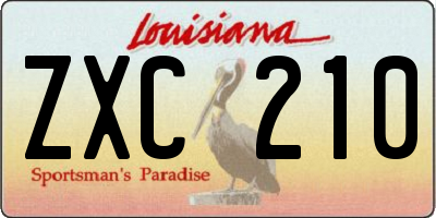 LA license plate ZXC210