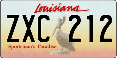 LA license plate ZXC212