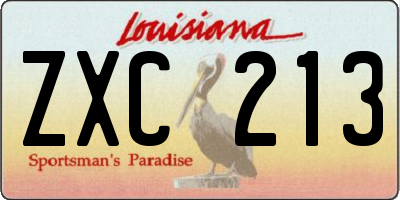 LA license plate ZXC213