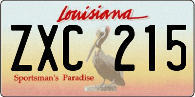 LA license plate ZXC215