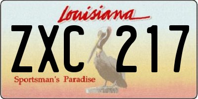 LA license plate ZXC217